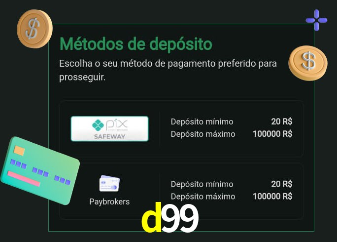 O cassino d99 oferece uma grande variedade de métodos de pagamento